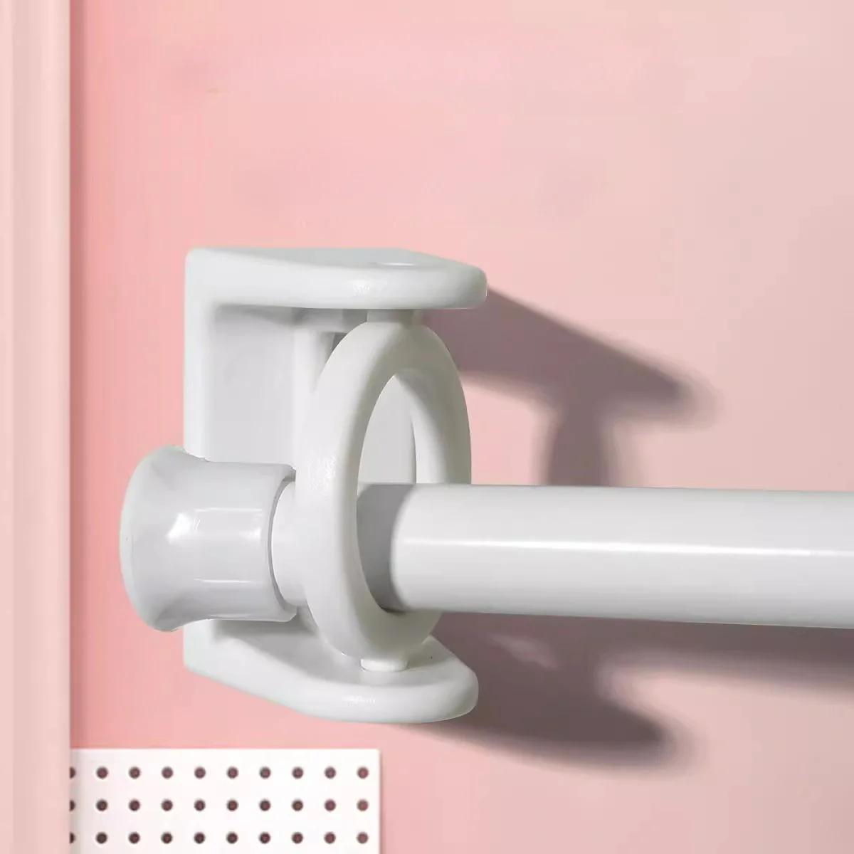 

2 pcs No Drill Adhesive Hooks - 360 Swivel Ring for Curtains & Towel Rods, Plastic for Multi-Room Use