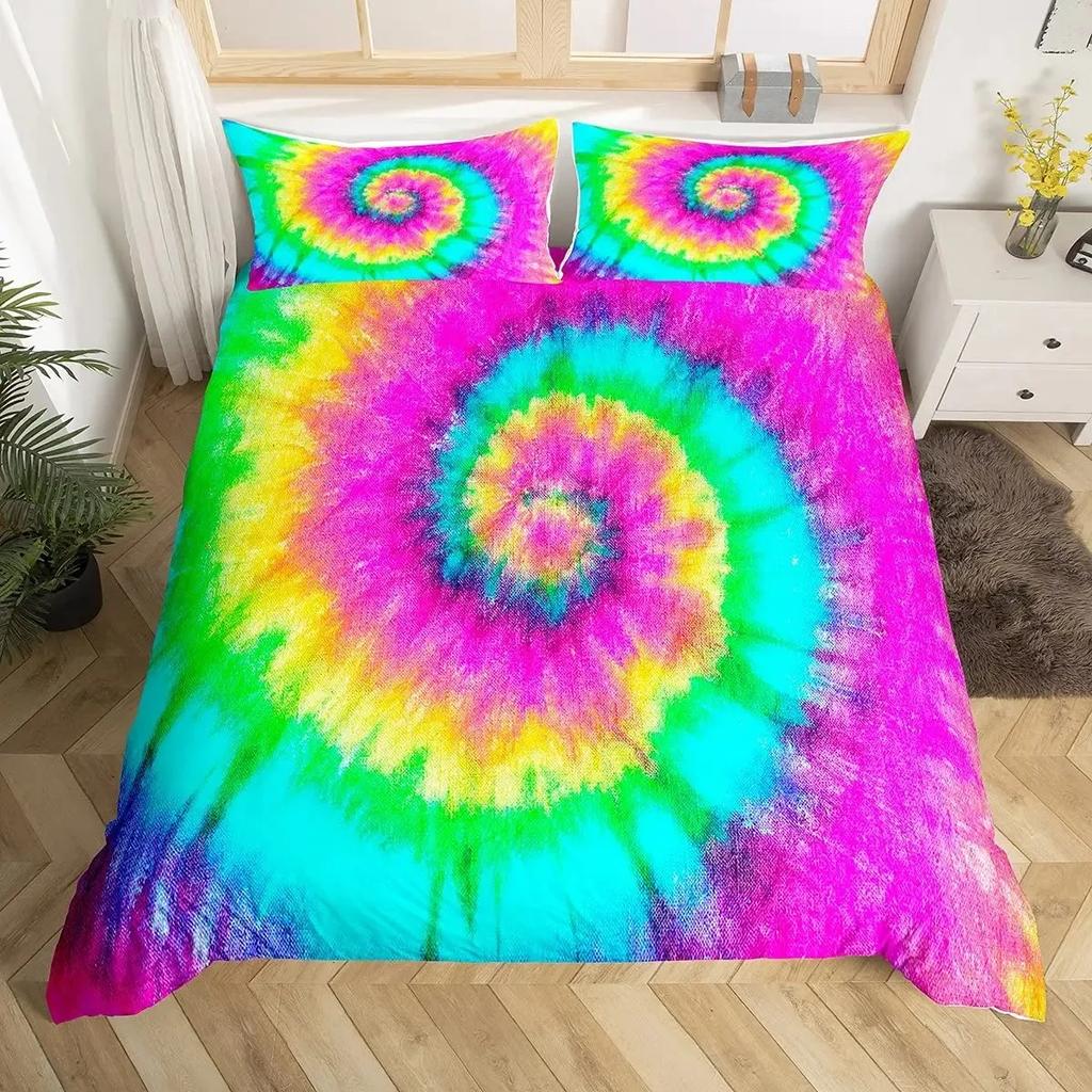 Tie Dye Duvet Cover Set Bohemian Hippie Spiral Bedding Sets Ethnic Boho  Comforter Cover Set Swirl Tie Dyed Pattern Quilt Cover