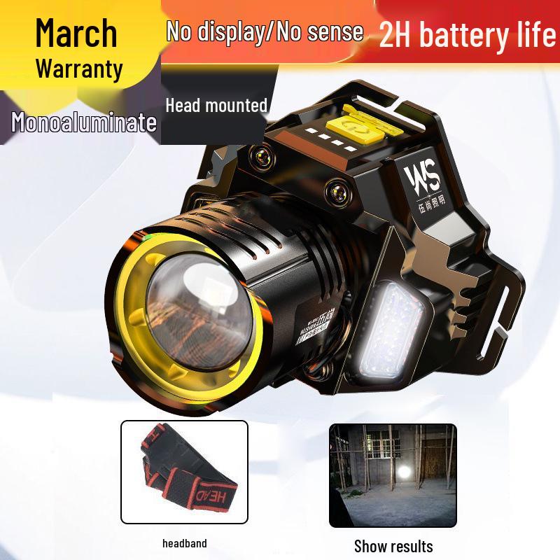 

Перезаряжаемый налобный фонарь высокой яркости для ночной рыбалки - Суперяркий, Долгое время работы от аккумулятора, Легкий, Активируемый индукцией