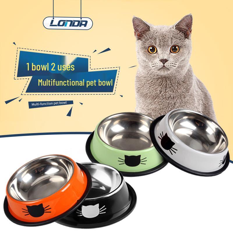 

LONDA Stainless Steel Painted Cat Bowl - Pet Food Feeder Green