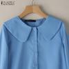 ZANZEA Women Casual Doll Collar Loose Long Sleeve Print Blouse