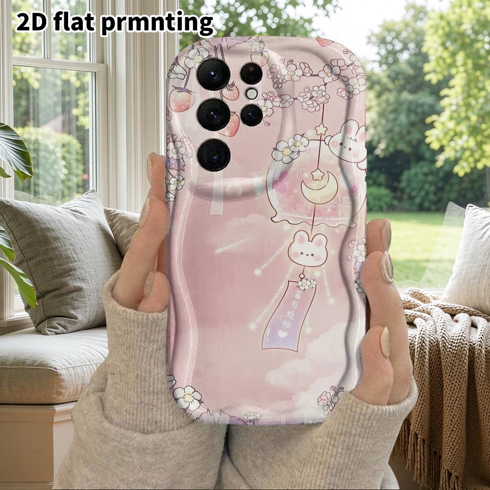 Phone Case: 2D Flat Samsung Galaxy A34 A35 M05 M06 S20 S22 S21 FE Plus 5G Protective Case, Couple Style, Wind Chime Bunny, Christmas and Halloween Gif