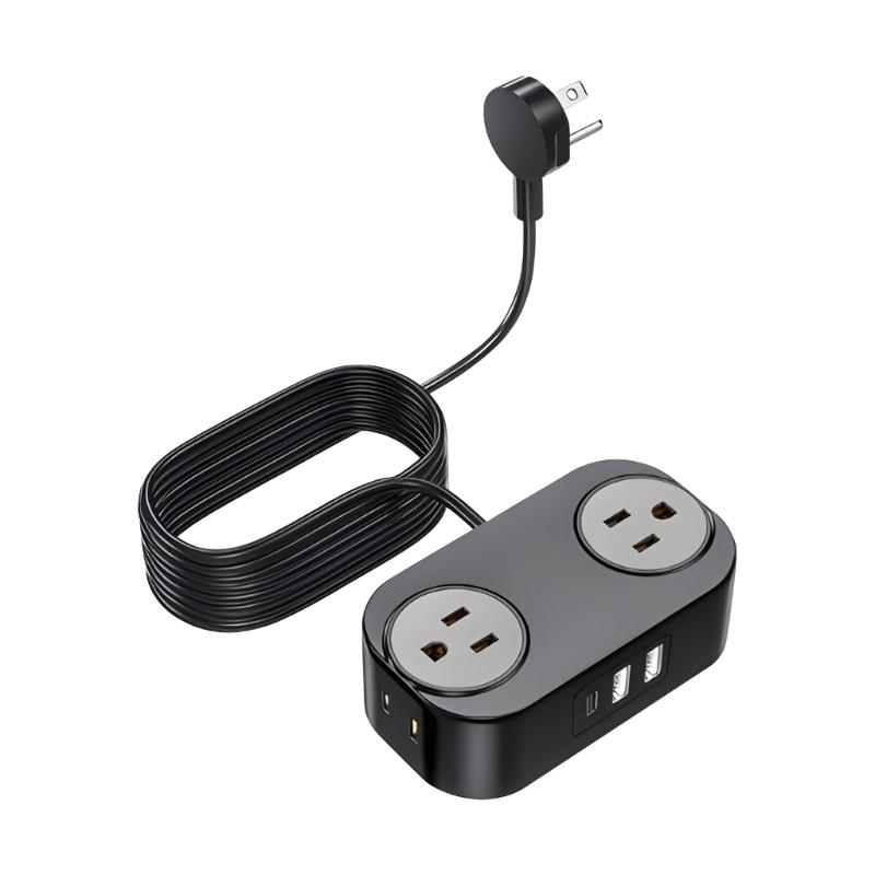 

USB Charging Station 4AC 3USB Outlets 3Meter Power Cord Portable Surges Protectors For Travel чорний