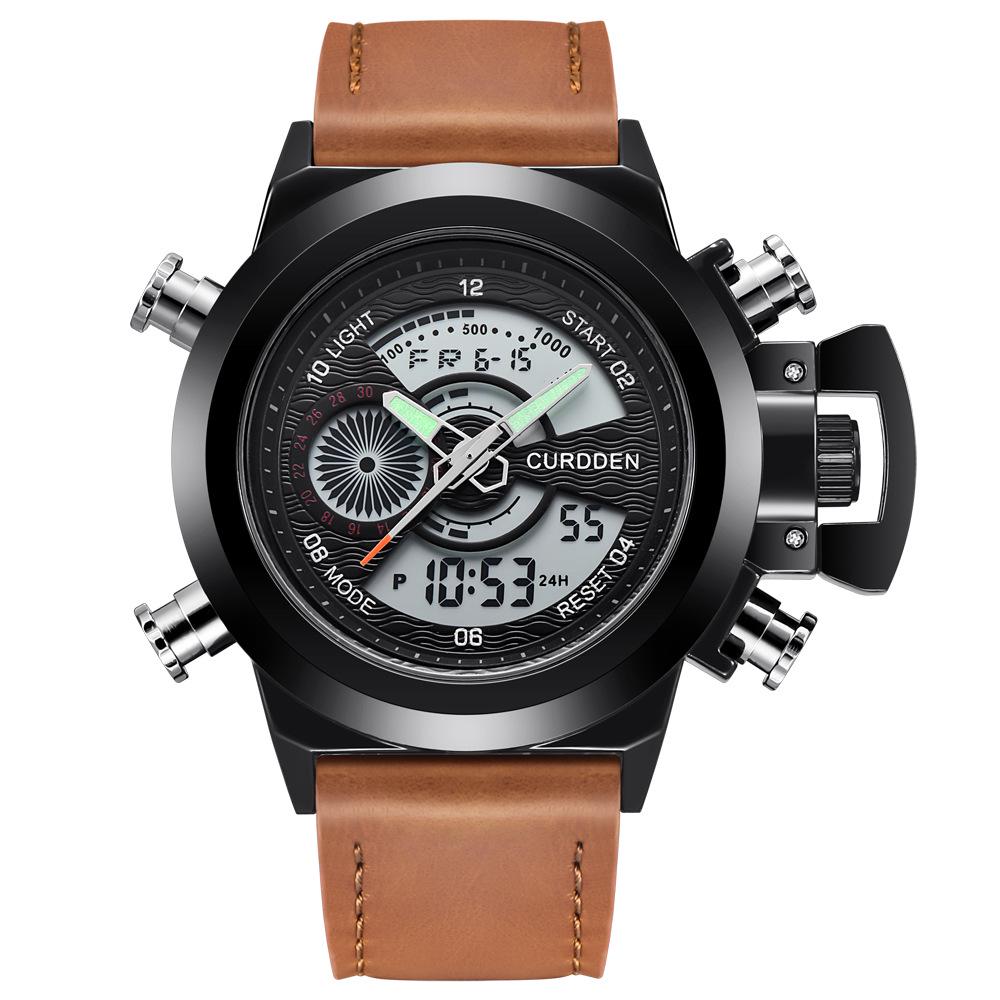 New Men's Multifunctional Dual Display Sport Watch with Stainless Steel Strap