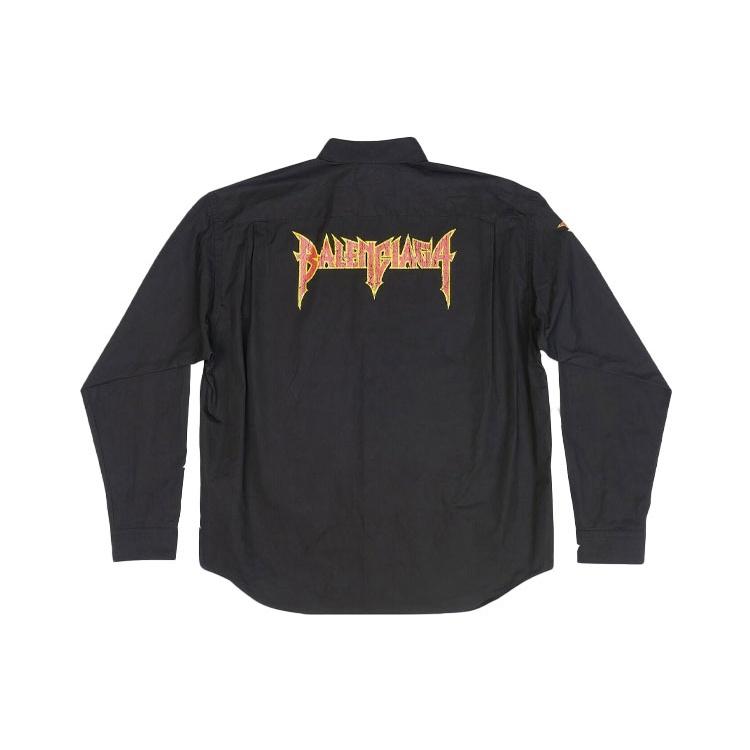 Balenciaga Metallica Long Sleeve Shirt Oversized Fit 'Black Orange' Men's 699053TYB181000