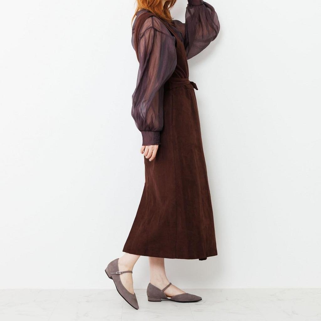 HIMIKO pointed-toe flat pumps with straps, side-open Mary Jane style, 651301, gray, size 235.