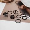 Kpop Punk Geometric Black Chain Open Ring For Women BFF Wedding Luxury Vintage Grunge Aesthetic Jewelry EMO Y2K Accessories
