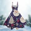 Women's Fashion Christmas Printed Sexy Strapless Gothic Cocktail Dress Punk, Vintage Dress.