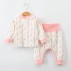 Spring & Autumn Pure Cotton Baby Underwear Set - High Waist Belly Protection Top & Trousers, Tagless for Newborns