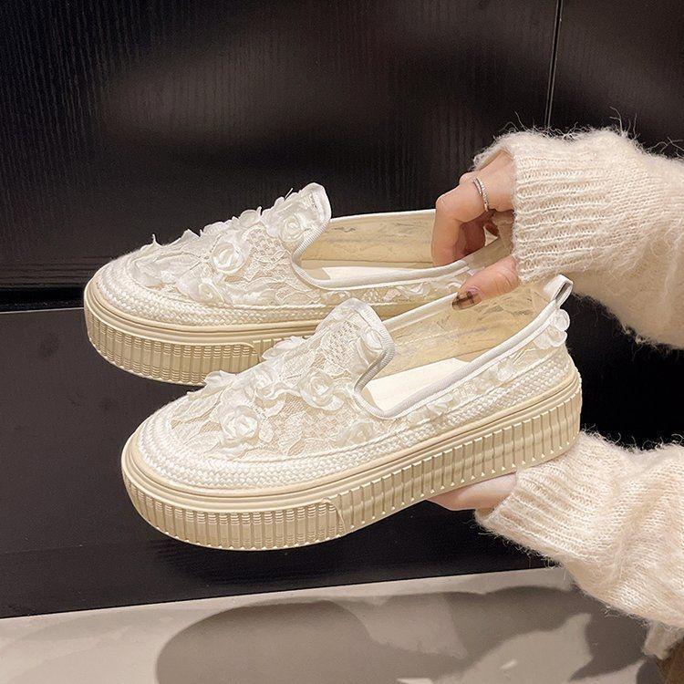 

Women s 2025 Spring/Summer Mesh Breathable Slip-on Espadrilles with Thick Soles - Fairy Style Loafers 35