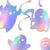 8 Pcs Iridescent Ghost Hanging Swirls Cute Shinny Foil Ghost Swirls Halloween Ceiling Streamer for Halloween Party Decoration