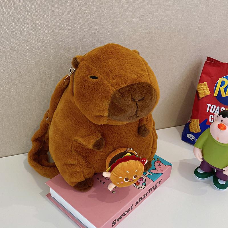 Yellow Rabbit Capybara Flower Burger Plush Backpack Animal Gift Doll Bag