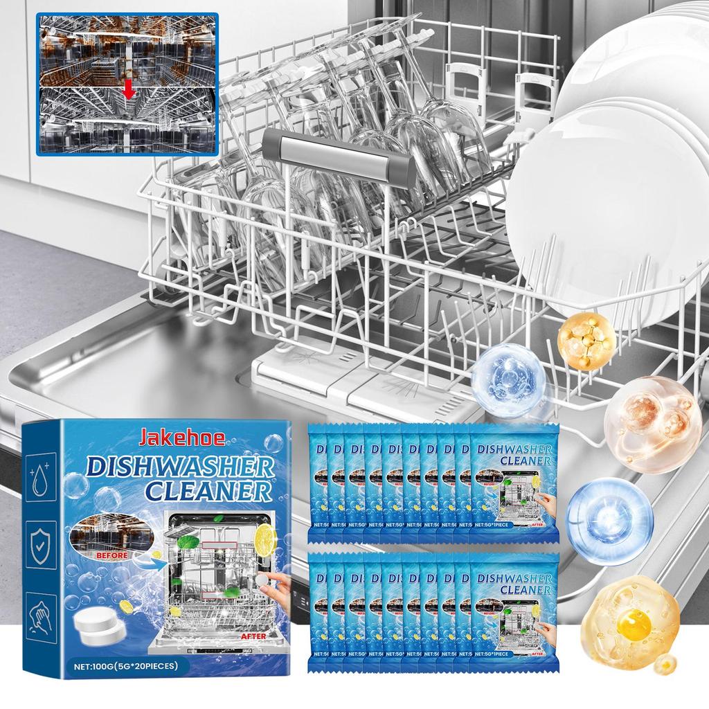 Jakehoe Dishwasher Cleaning Tablets for Kitchen & Bath Home Dishwasher Cleaning Stubborn Stains & Grease Odors