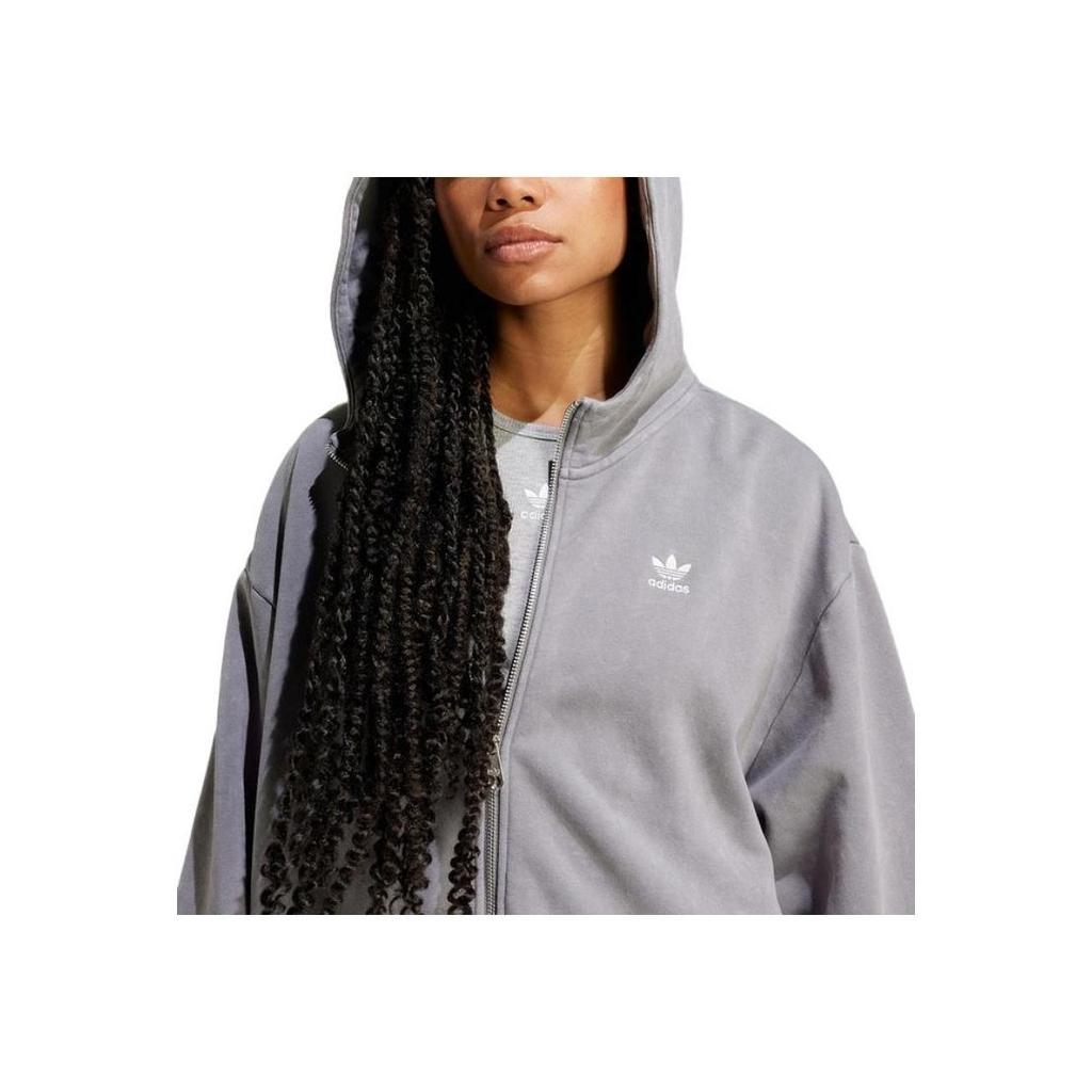 adidas Originals Women's Trefoil Logo Hooded Sweatshirt Grey IY8039