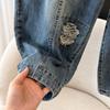 Women's Plus Size Elastic Waist Denim Harem Cropped Pants