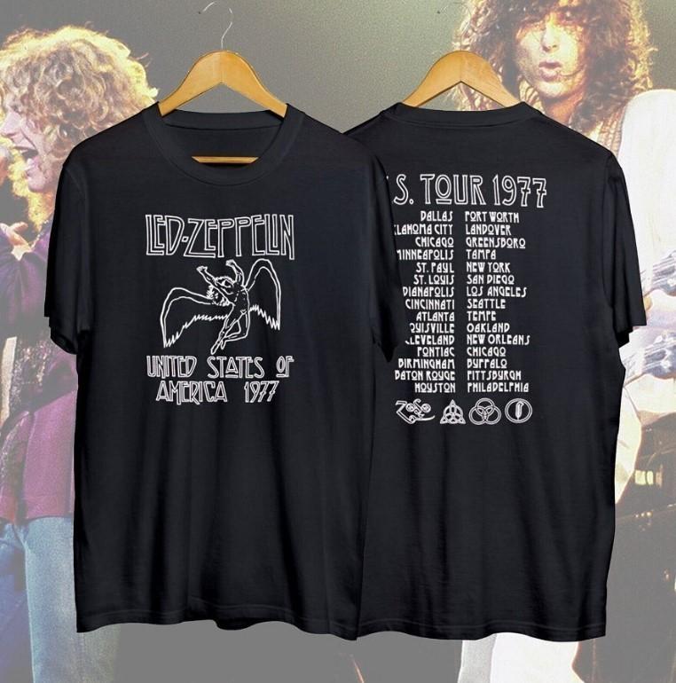 Led Zeppelin 1977 American Tour Black Mens T-Shirt Tee Unisex Vintage XL