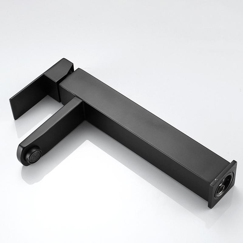 Brushed Gold Square Basin Faucet Bathroom Deck Mounted Washbasin Mixer Tap Single Handle Hot Cold Mixer Tap