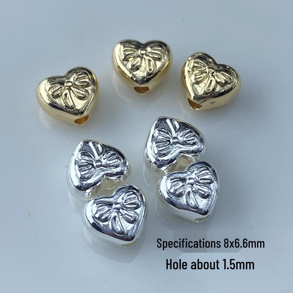 Colorfast Heart Bow Handmade Crystal Spacer Beads Jewelry Accessories