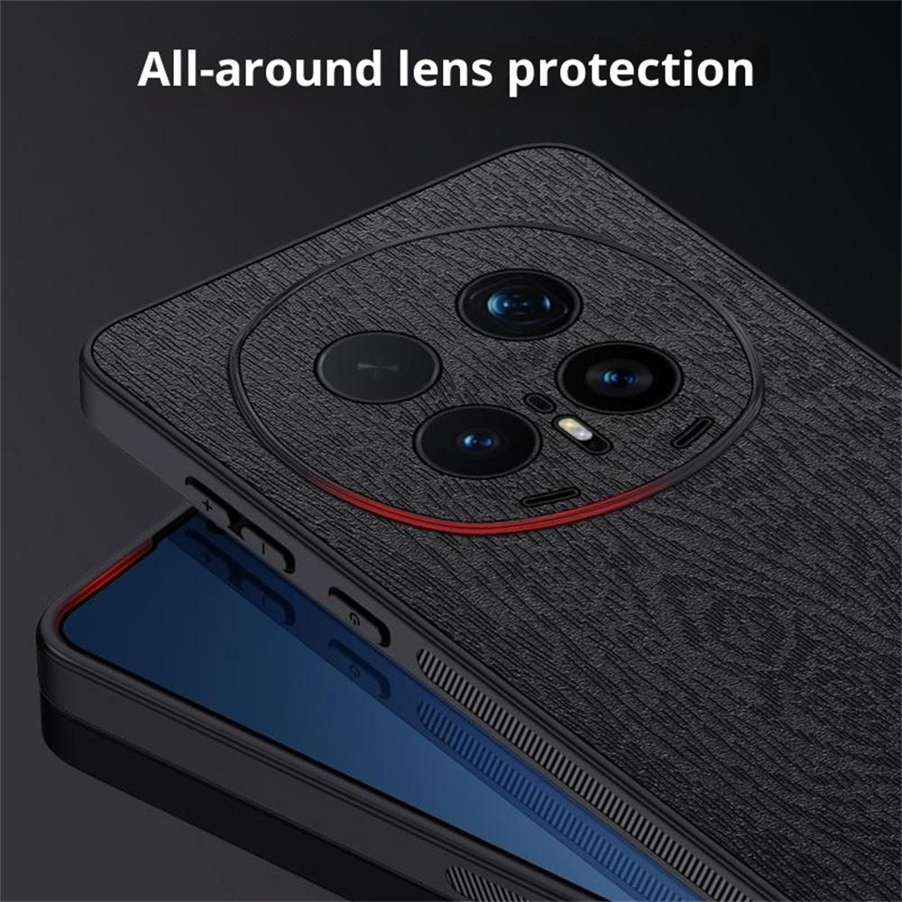 For Honor Magic8 Pro 5G Case Wood Texture PU Leather Coated PC TPU Phone Cover