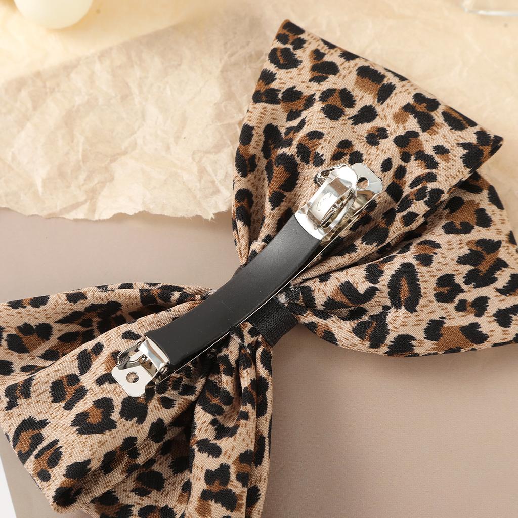 AWAYTR Elegant Satin Leopard Ribbon Hairpin Fashion Farbic Hair Clips Valentine Headwear Girl Hair Accessories Festival Gift