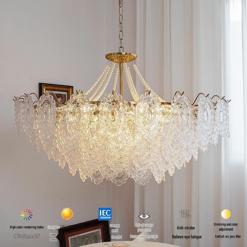 European-Style Postmodern Minimalist Crystal Chandelier for Living Room, Bedroom, or Dining Room