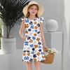 Children's Flying Sleeve Round Neck Summer A-Line Casual Holiday Floral Print Loose Dress
