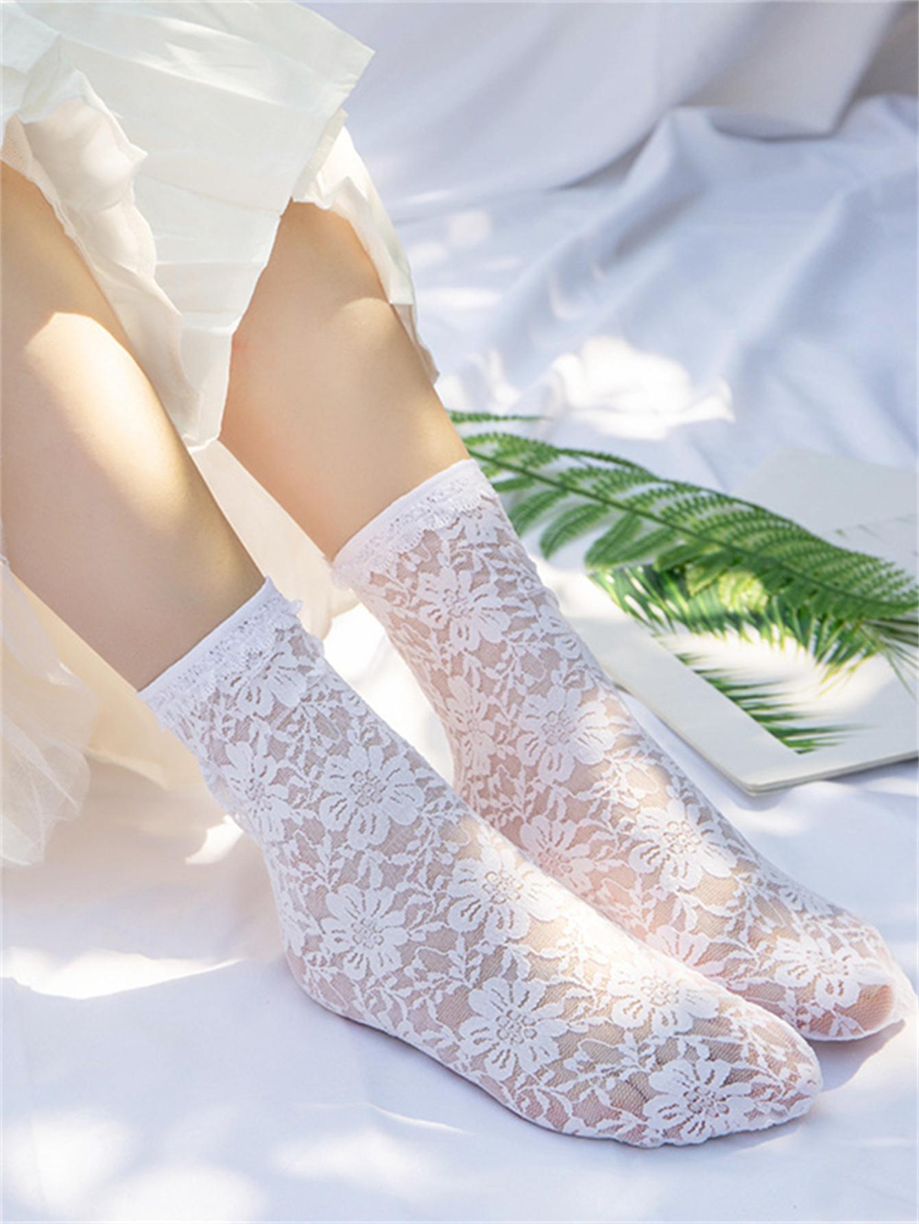 

Сексуальные кружевные носки 1 пара Ретро цветочные Мягкие Милые Короткие носки Женские Новые Японские Корейские Дышащие Тонкие Креативные Повседневные носки 36-39