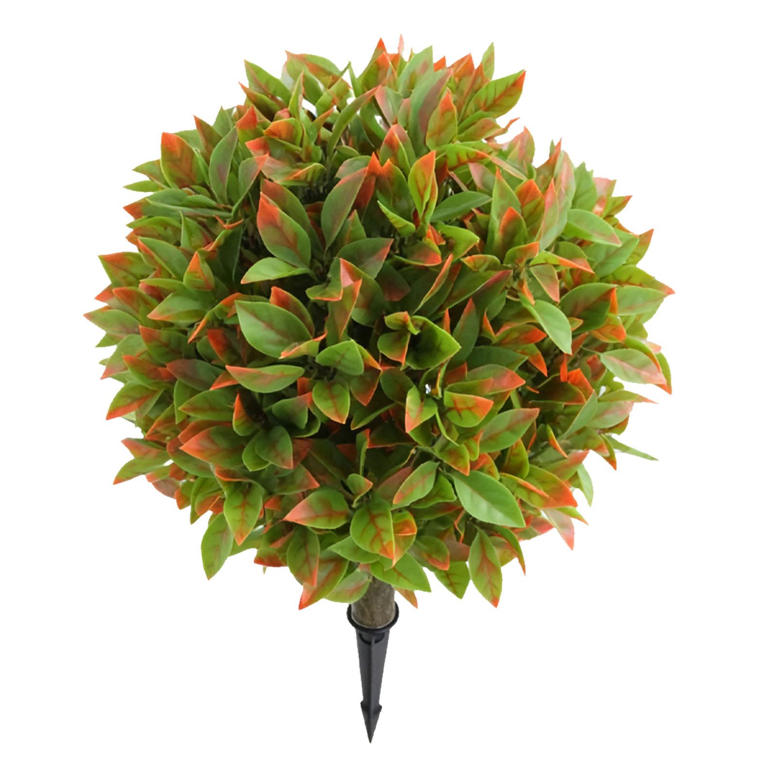 

2PCS Fall Artificial Topiary Tree with Ground Spike 17.7 Inch Faux Greenery Shrub Ornamental Fake Plant Bush for Indoor Outdoor Porch Garden