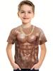 Muscle Kids T-Shirt Muscle Print T-Shirt Summer Beach Holiday Boy Short Sleeve 3D Digital Printing T-Shirt Casual Children Tops