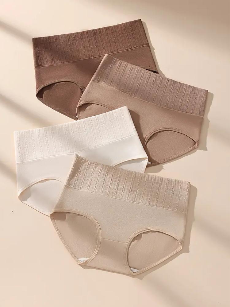 4Pcs Damen Höschen Hohe Taille Body Shaper Unterwäsche Baumwolle Unterhose Solide Mädchen Slips Weiche Panty Plus Size Weibliche Dessous