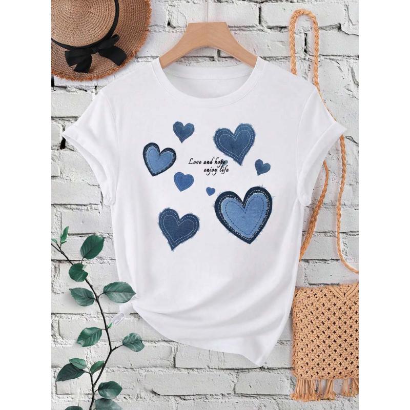 Dámské tričko s potiskem kovbojského srdce jako dárek na Valentýna Módní tričko s kulatým výstřihem a krátkým rukávem Ležérní dámské oblečení