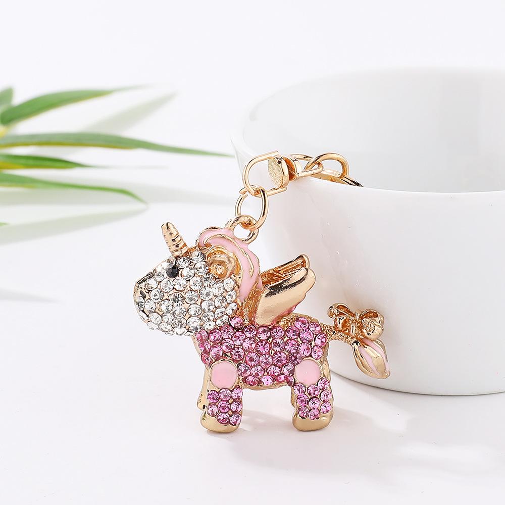 Diamond-studded Unicorn Keychain, Metal Handbag Pendant, Alloy Pendant Jewelry
