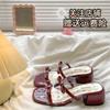 Fashion Slippers Casual Summer Women's Shoes Pantofle Square Heel Butterfly-Knot Heeled Mules Slides Luxury 2025 Block High Pumps
