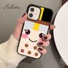 Niedliches Gesicht Boba Muster Handyhülle für iPhone 11 12 13 14 Pro Max mini XR XS SE 2020 7 8 Plus Samsung Galaxy S21 S22 Hülle