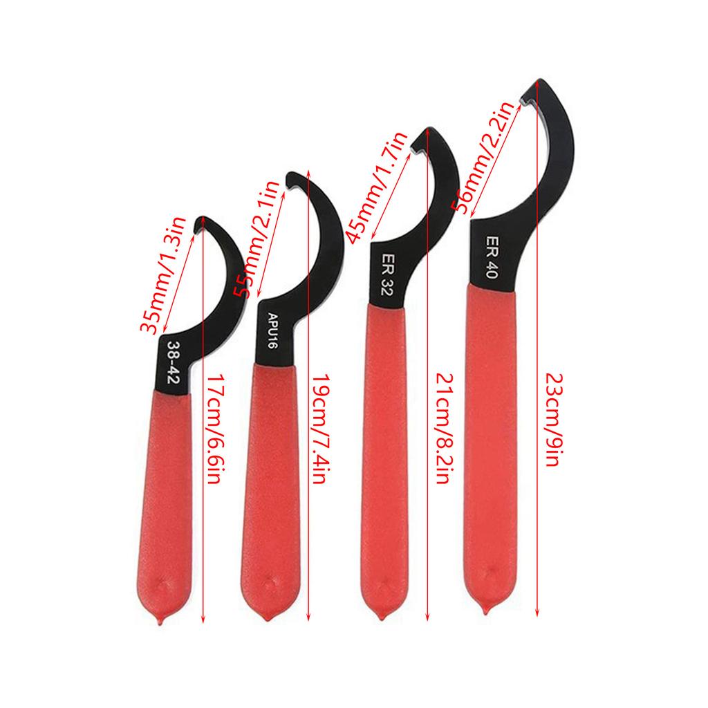 4Pcs Crescent Jaw Hook Head Wrenches High Strength Steel Narrow Space Access Tool For Mechanical Maintenance