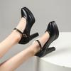 Fashion Aphixta Black Mary Janes Shoes Buckle Pimp 9cm Spike heels Pumps Office Women Shoes Pointed Toe Lady Classic Pumps