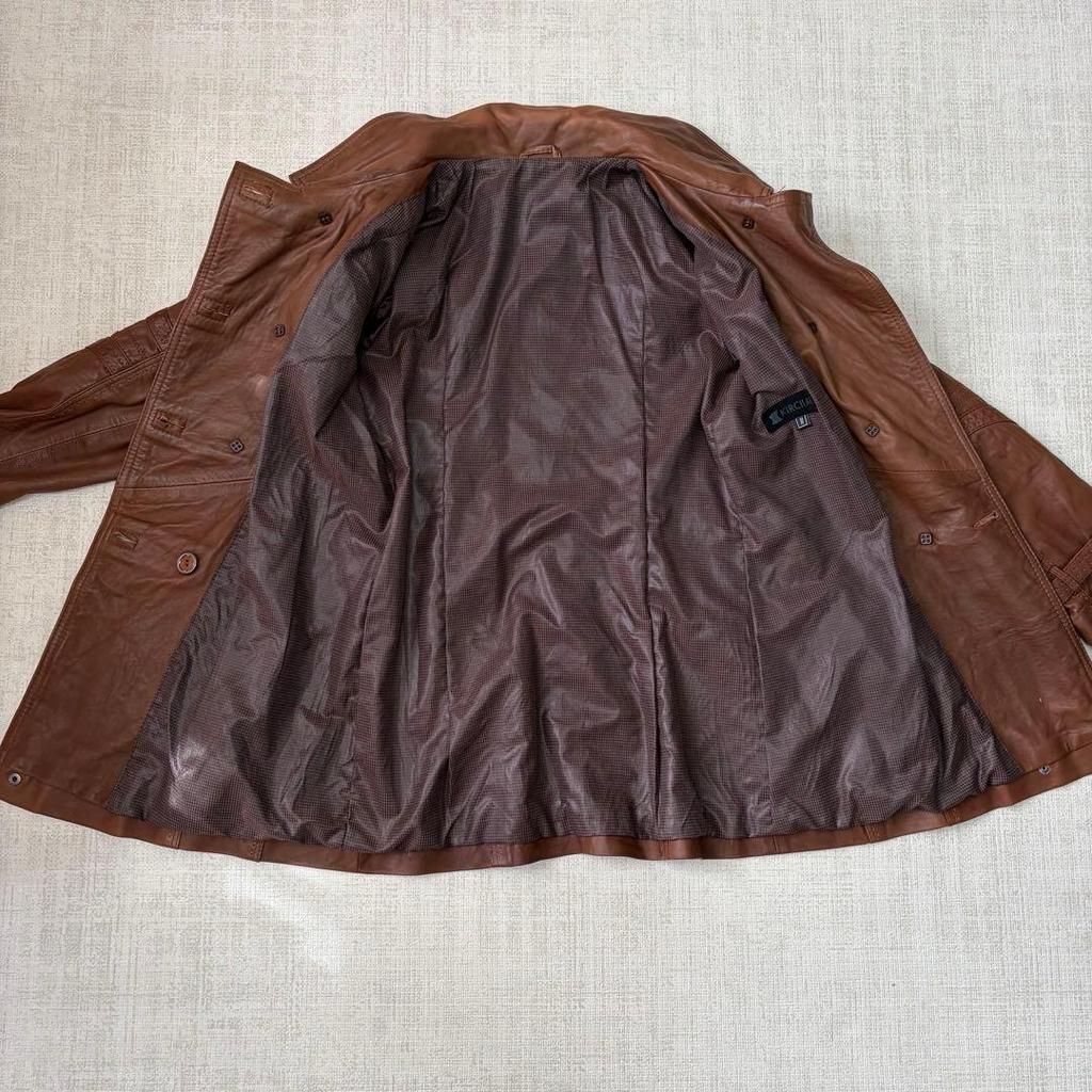 Used [Top Grade Lamb Leather] KIRCILAR Turkish Genuine Leather Double Breasted Coat Brown M