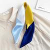 1116 Korean Geometric Color Matching Silk Square Scarf Women's Fashion Autumn and Winter Mulberry Silk Scarf Decorative Scarf Small Scarf