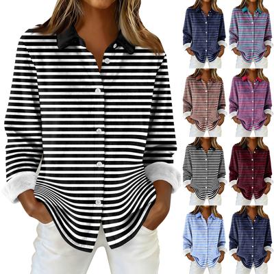 Women's Shirt Blouse Print Button Long Sleeve Casual Basic Shirt Collar Regular Top