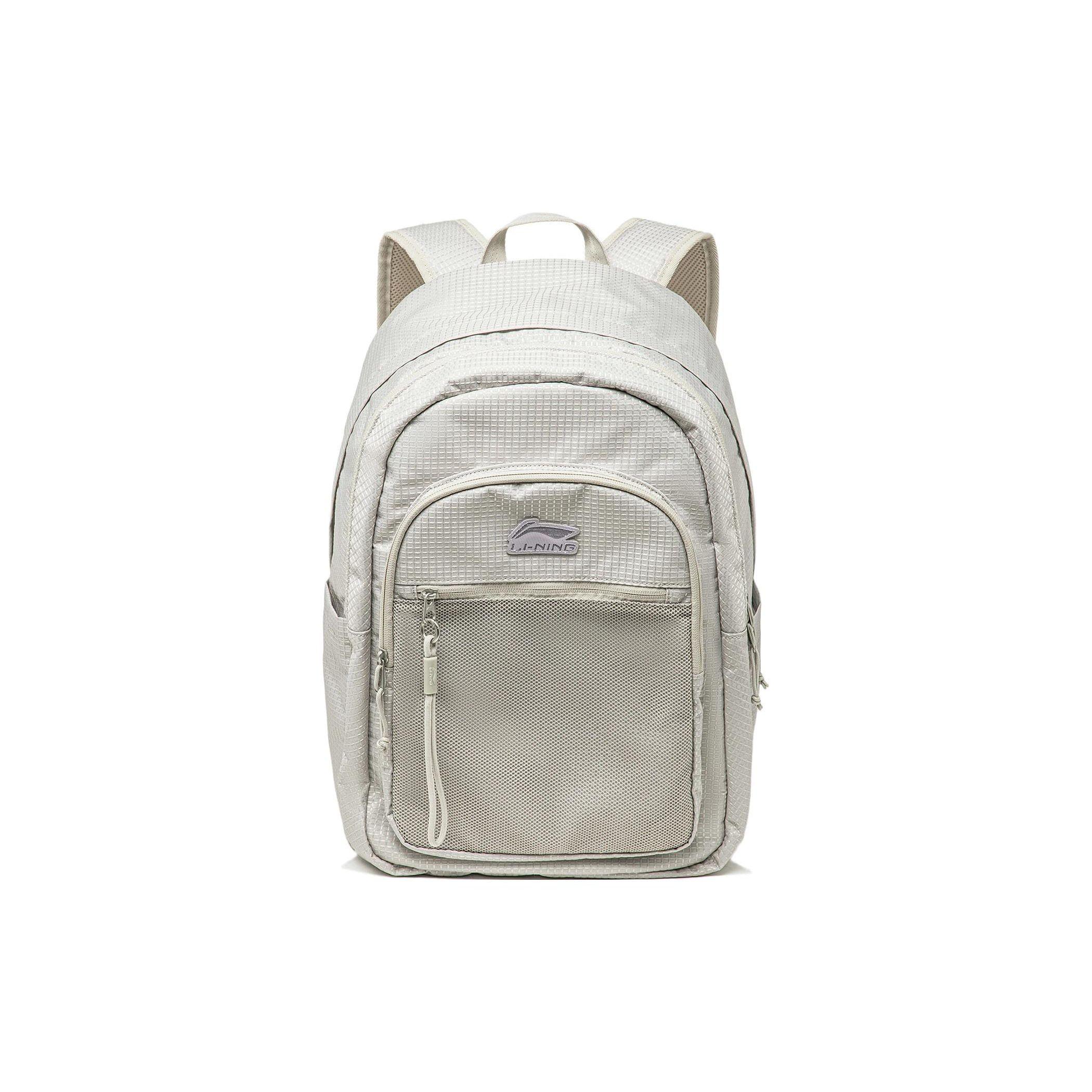 Li Ning Sports Lifestyle Series Fashion Casual Water-Resistant Zipper Backpack Unisex backpack Dawn-Gray ABST231-2 Dawn Gray