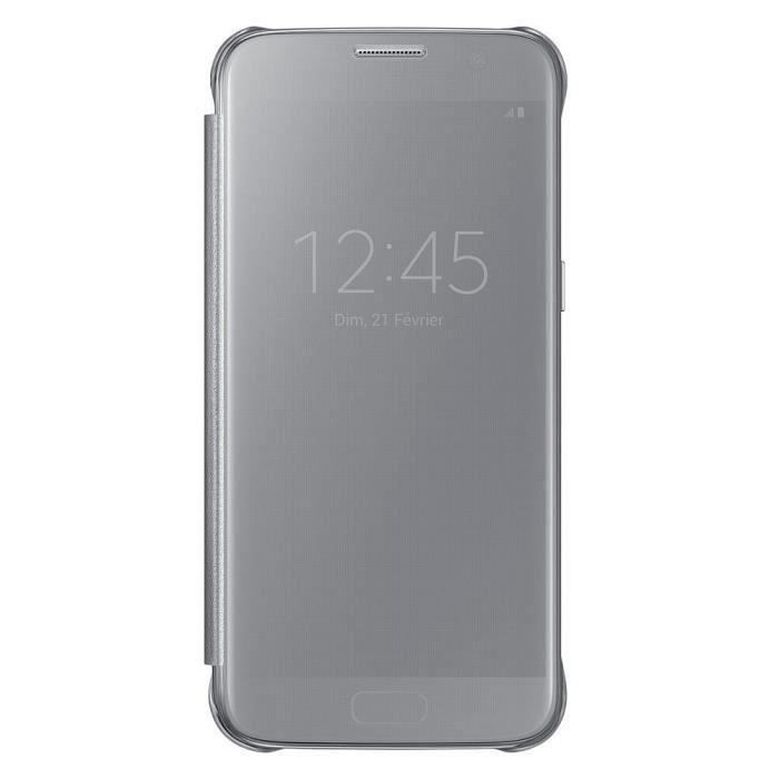 Samsung - Étui Folio Argent clapet translucide Original pour Samsung Galaxy S7