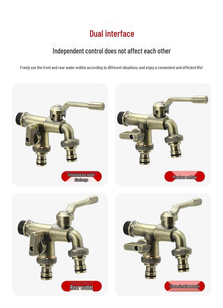 Anti-Freezing Dual Outlet All-Copper Bronze Faucet for Garden/Balcony