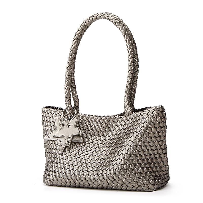 

Сумка ручной работы, Повседневная сумка-тоут, Сумка-ведро большой вместимости для ношения под мышкой и в руке для женщин шампанского/золотой