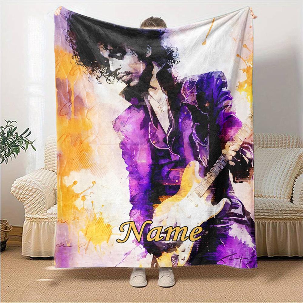 Custom Name Prince Theme Printed Blanket - Perfect for Couch, Bed, Travel & Outdoor Use | Machine Washable, Cozy & Durable.