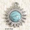 DIY Vintage Sun Oval Charm Stainless Steel Pendants For Jewelry Making Supplies Turquoise Charm Necklace Earrings Decor Findings