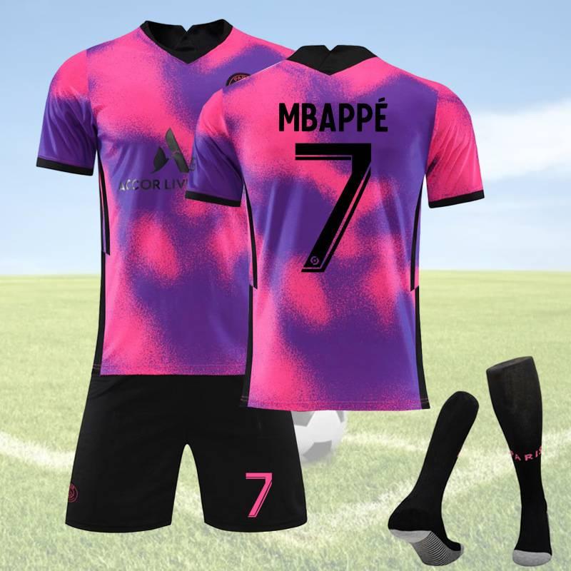 Stylish 2021 Paris Third Away Purple 7 Mbappe Football Kit 4 Ramos Jersey 30 Messi Suit Multiple Sizes