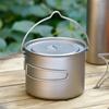 Large 1.6L Titanium Cookware Portable Folding Handle Soup Pot with High Visibility for Camping & Hiking