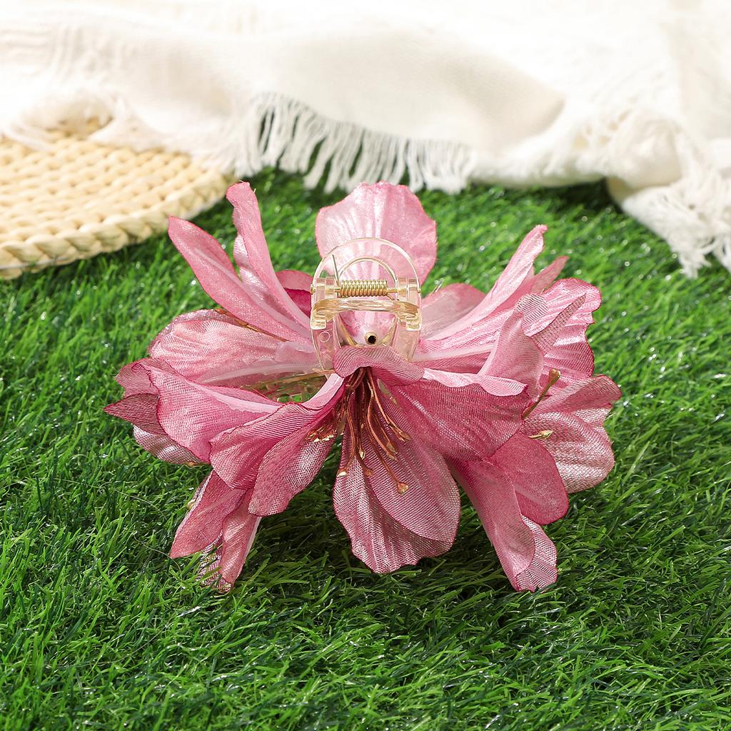 AWAYTR Beauty Canna Flower Hair Claws Fashion Floral Hair Clips Crab For Women Girl Gift Hair Accessories Valentine Headwear