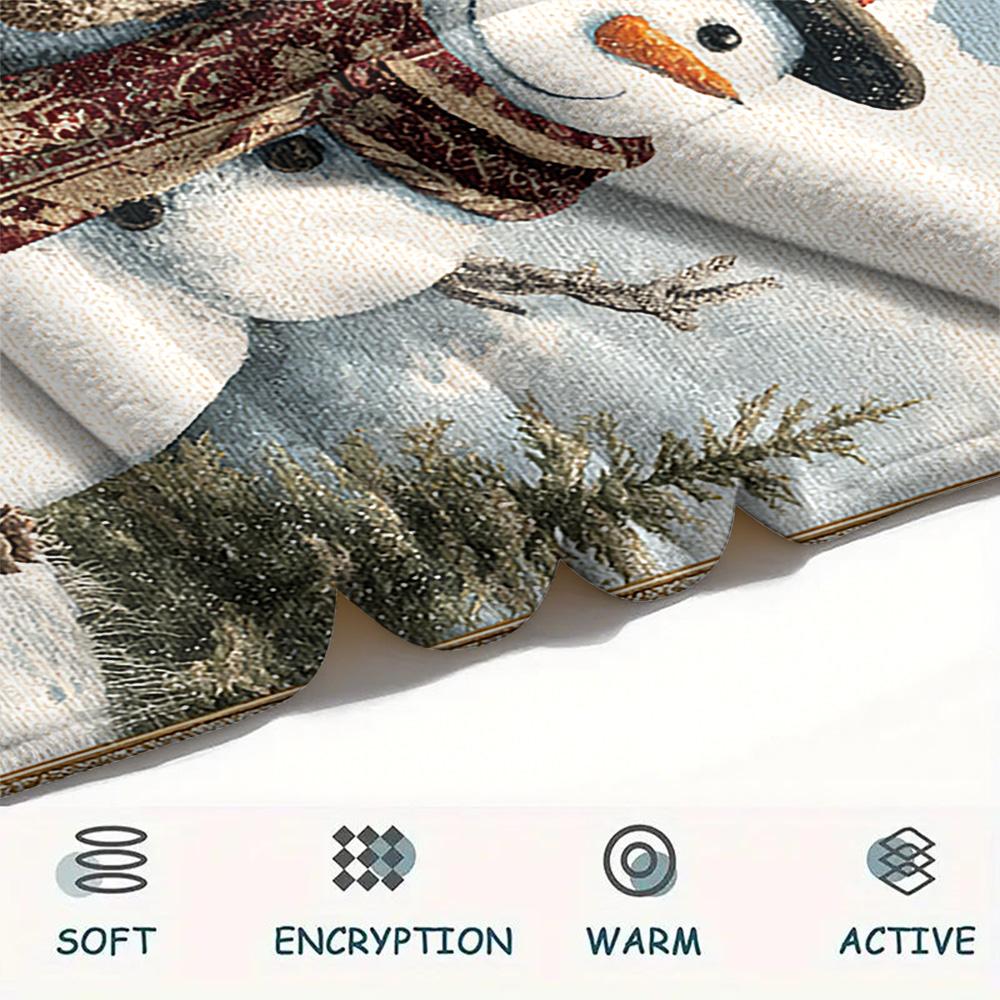 snowman Print Flannel Blanket, High quality Comfortable for All Seasons, Home Decor, Warmth and Comfort, Perfect for Christmas Gifts