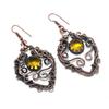 Citrine 999 Copper Wire Wrapped Earrings, Handmade Gemstone Jewelry Earrings For Memorial Day